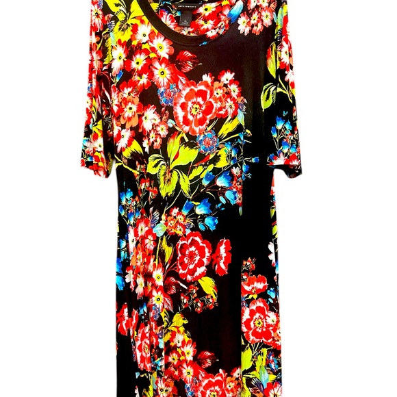 Investments Floral Knit Above Knee Dress Size XL - Picture 3 of 7